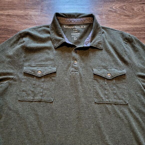 Banana Republic Vintage Fit Short Sleeved Polo Mens Size Large - Picture 2 of 5